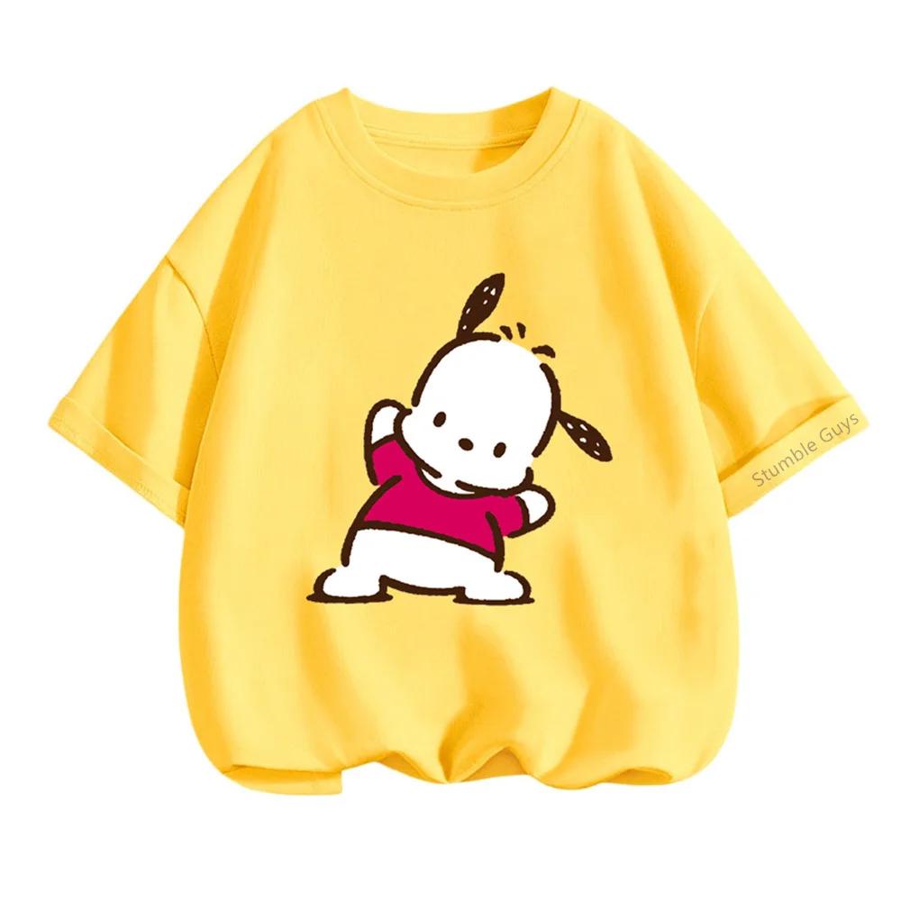 Детская повседневная футболка летняя Sanrio мультяшная с коротким рукавом одежда для мальчиков и девочек