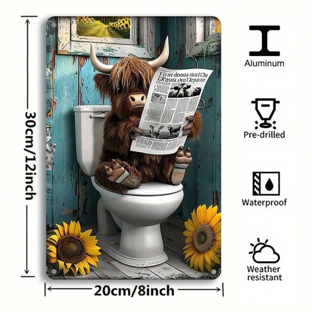 Металлическое Настенное Искусство Винтажная Хайлендская Корова 8x12 Дюймов Водонепроницаемый Устойчивый к Погоде Железный Декор Для Дома Бара Кафе Мужской Уголок