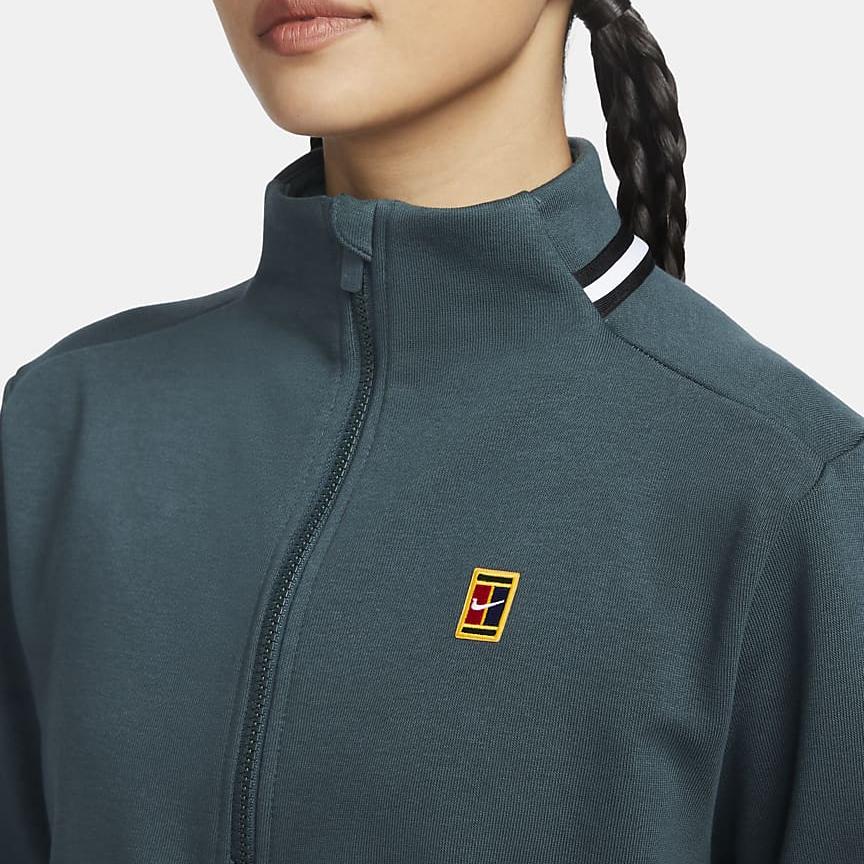 Nike Толстовка с длинными рукавами и воротником-стойкой Dri-Fit Heritage, женские топы, темно-зеленые FB4152-328