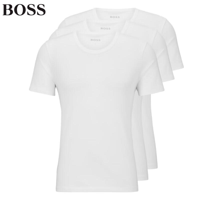 BOSS Мужская однотонная футболка с вышитым логотипом и круглым вырезом (3-Pack)