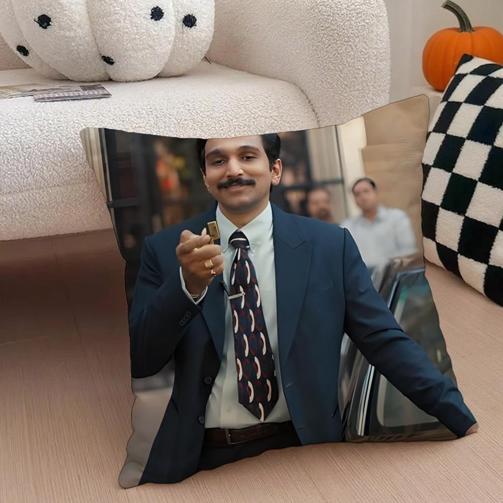 SScam  The Harshad Mehta Story Cushion Cover Throw Pillow Cover Hidden Button Durable Polyester Chair Cushion