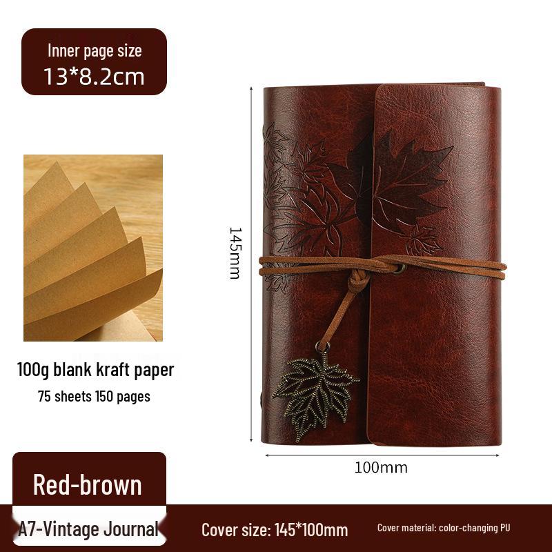 Ретро блокнот на кольцах «Кленовый лист» с настраиваемым логотипом и обложкой с эффектом «кожи»