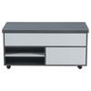 100*98*65cm Height-Adjustable Coffee Table with Hidden Storage, Casters and Drawers, Multifunctional Dining Table, Grey-White Splicing