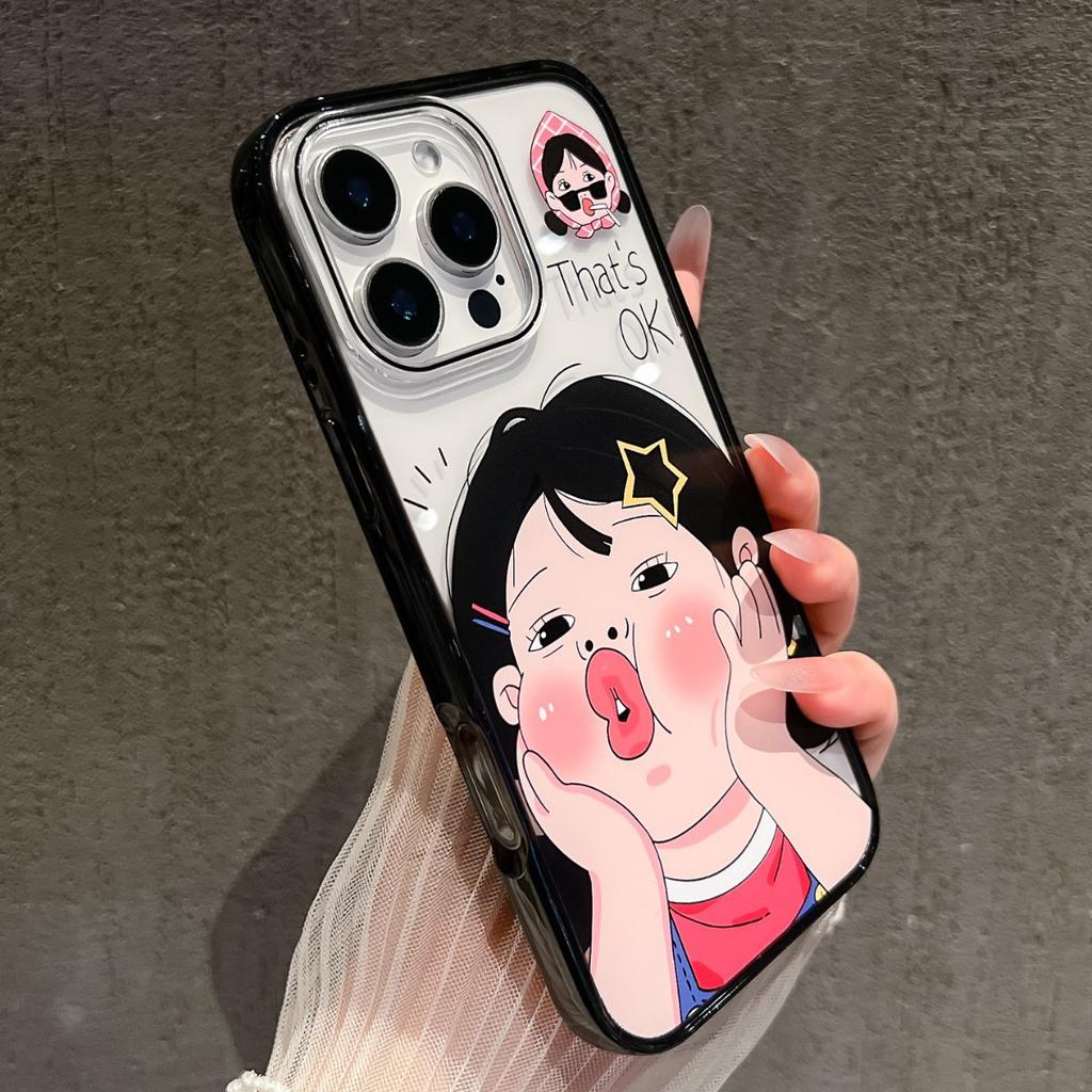 Pout Girl for Apple 17promax Mobile Phone Case New 16 Acrylic 14 Cartoon Cute 13 Anti-fall
