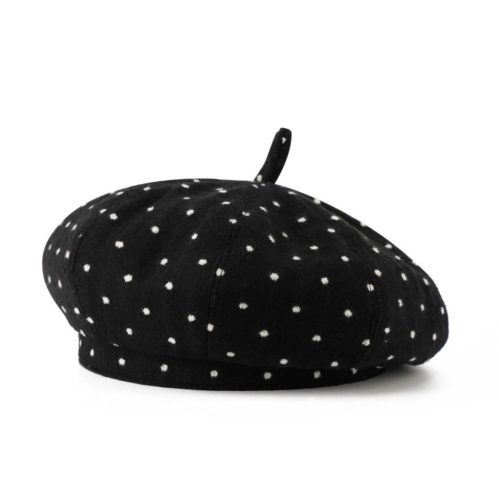 Polka Dot Painter Beret Cap Korean Style Autumn Winter Beret Versatile Women's Beret Hat for Women