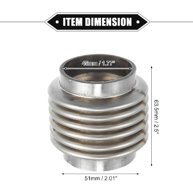 Car Exhaust Flexible Pipe, 45x63.5mm 1.77"x2.5" Exhaust Flex Connector Pipes Bellows Universal for Car Durable Stainless Steel Silver Tone