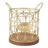 Coffee Pod Basket Decorative Round Wire Coffee Capsule Holder with Wooden Base for Cafe Kitchen