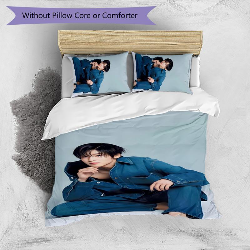 Meguro Ren Printed 3PCS Bedding Set Soft Breathable Duvet Cover Pillowcases Set Washable Bedroom Decor Home Gift