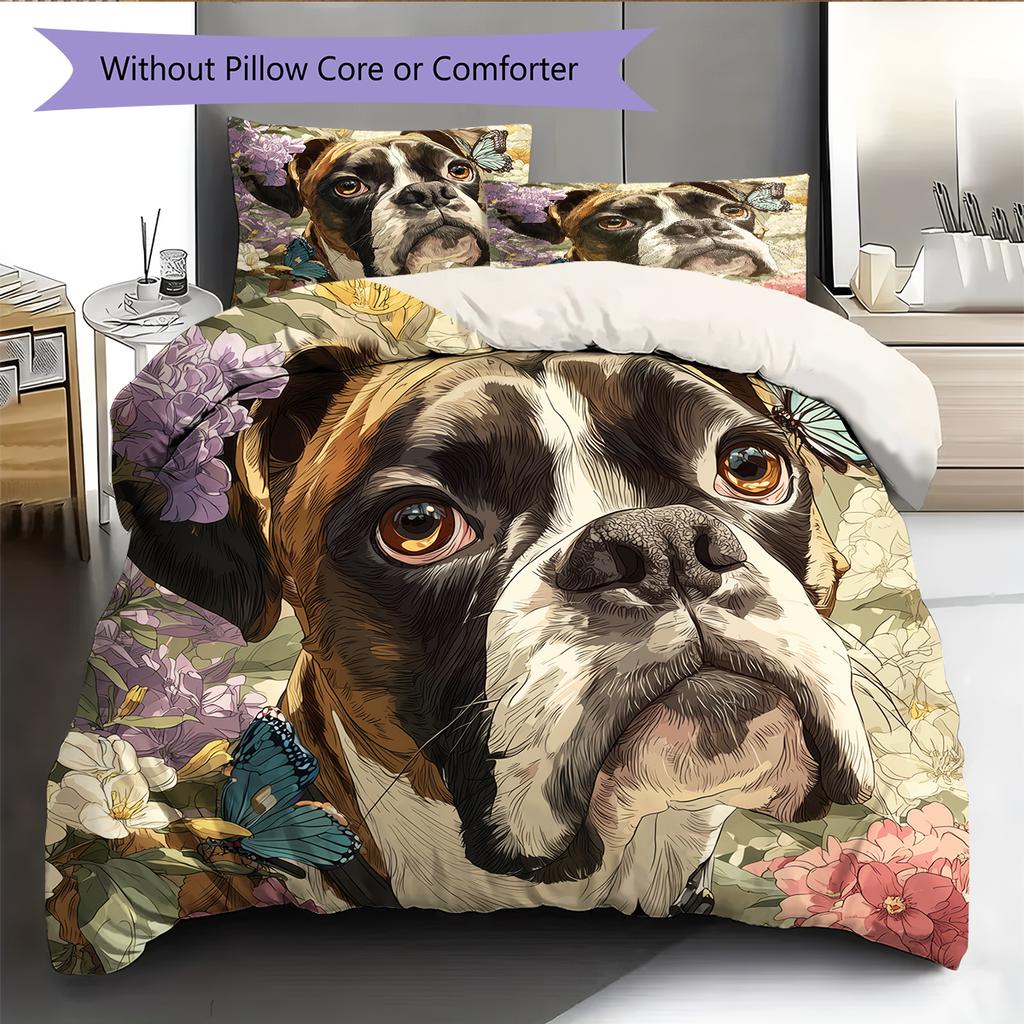 Boxer Pattern Bedding Home Decoration Birthday Gift (1 * duvet cover + 2 * pillowcase, without core)