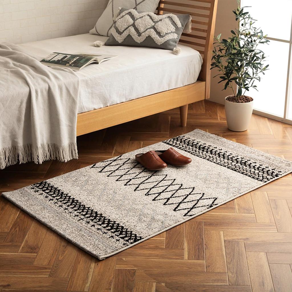 IKEHIKO Wilton Rug, Rectangular, Edia, Ivory, Approx. 80 X 140cm, Antibacterial and Odor-Resistant, Geometric Pattern #2371109