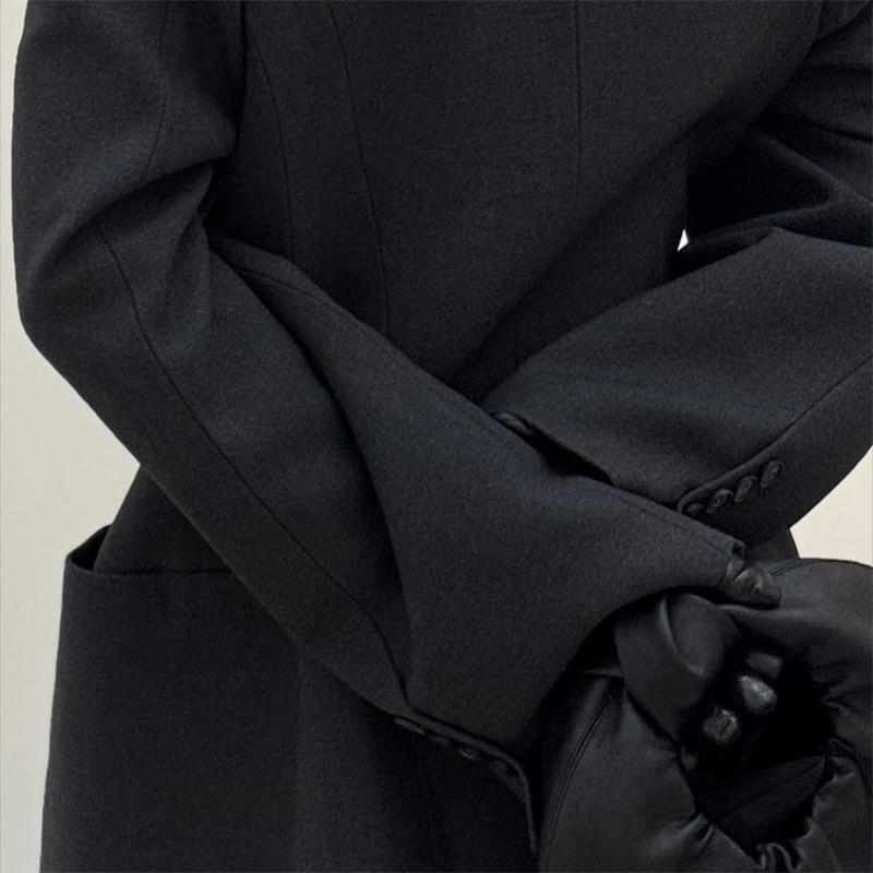 Элегантное приталенное пальто-блейзер женское с подплечниками, двубортное, модное, для работы, весна 2025, уличный стиль, верхняя одежда