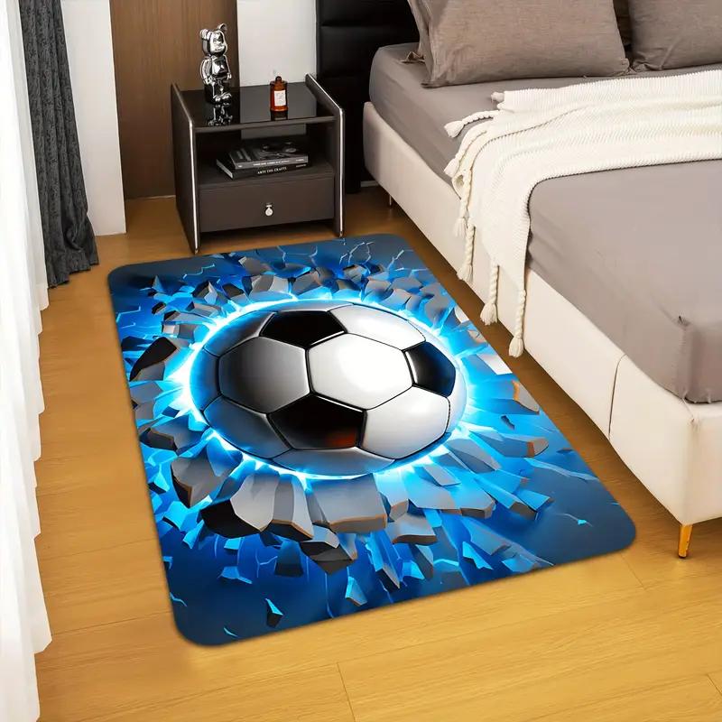 3D Ball Soccer Carpet Living Room Floor Mat Non Slip Bedroom Doormat Washable Home Hallway Area Decor Rug  Kids Play Area Rug