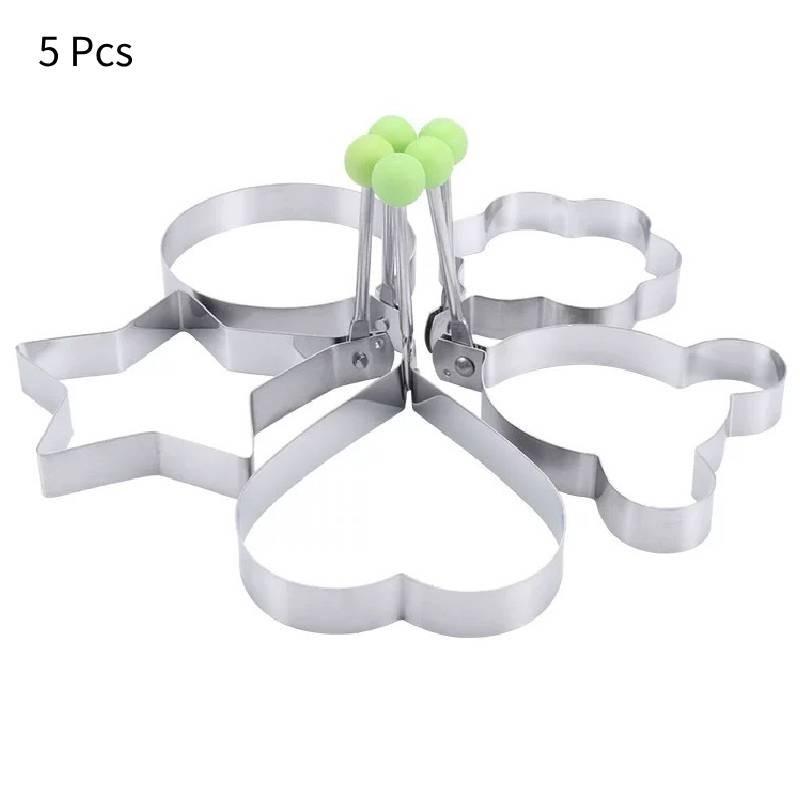 Durable Stainless Steel Egg Mold Set With Heart Star Shapes For Perfect Fried Eggs And Rice Cakes