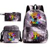Rhythm Box Game Merchandise Student Bag Sprunki Cartoon Starry Sky Backpack Leisure Bag 3-piece Set D