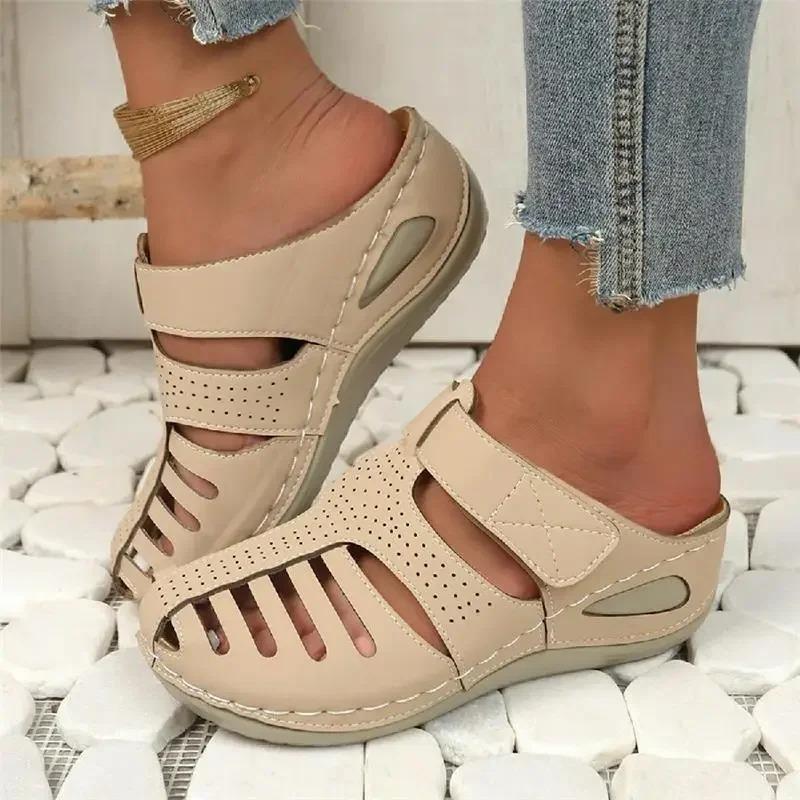 Новые летние женские туфли больших размеров удобные женские сандалии нескользящие прочные женские сандалии на танкетке женские сандалии