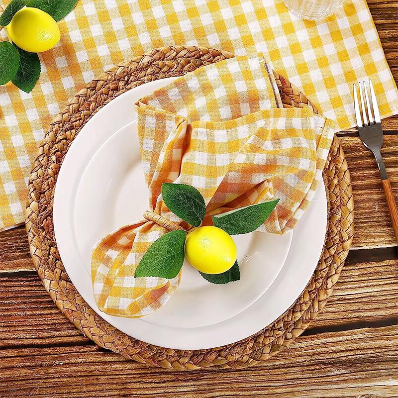 1PC Cotton Plaid Placemat Kitchen Decor Checkered Tablemats Ins Grid Series Meal Mat Photography Props 38x28cm