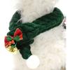 Christmas Pet Scarf with Bell and Bow, 17.7 Inch Long, Adjustable, Red and Green Christmas Neck Wrap for Cats and Dogs, Festive Holiday Bandana for