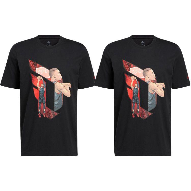 Adidas Dame Баскетбольная спортивная футболка с круглым вырезом и короткими рукавами, мужские топы, черные HS4322