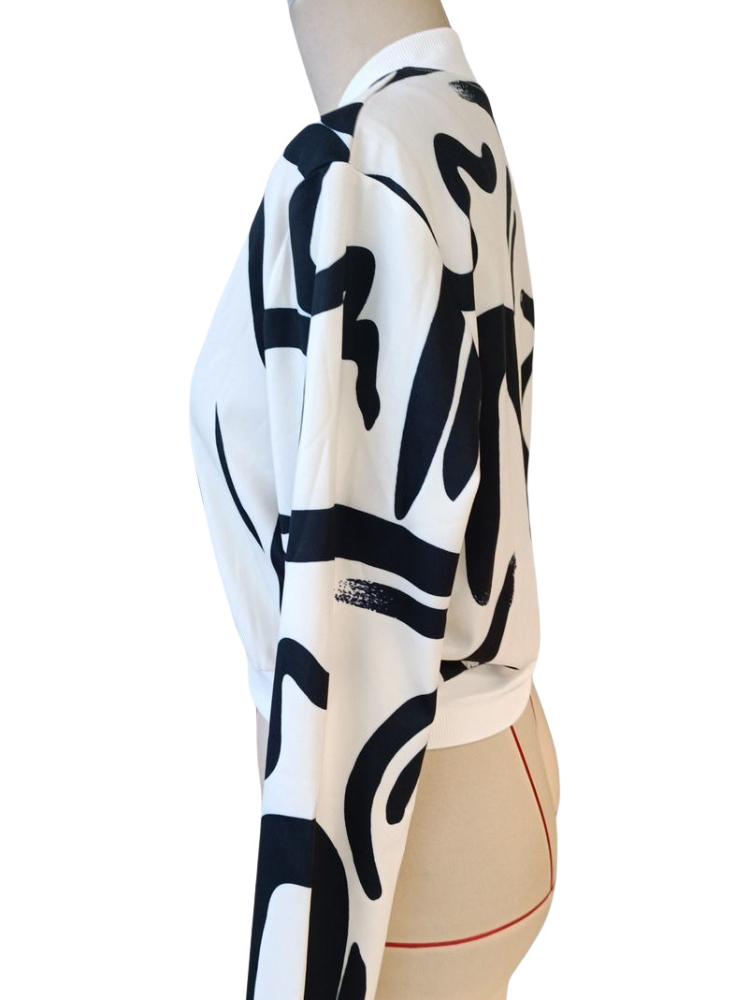 Элегантная женская бейсбольная куртка с принтом на молнии, повседневное пальто на осень-зиму, модная дизайнерская одежда для улицы