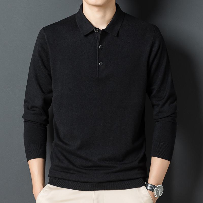 Весенний новый мужской свитер с длинными рукавами, повседневный мужской однотонный свитер с лацканами в корейском стиле для мужчин