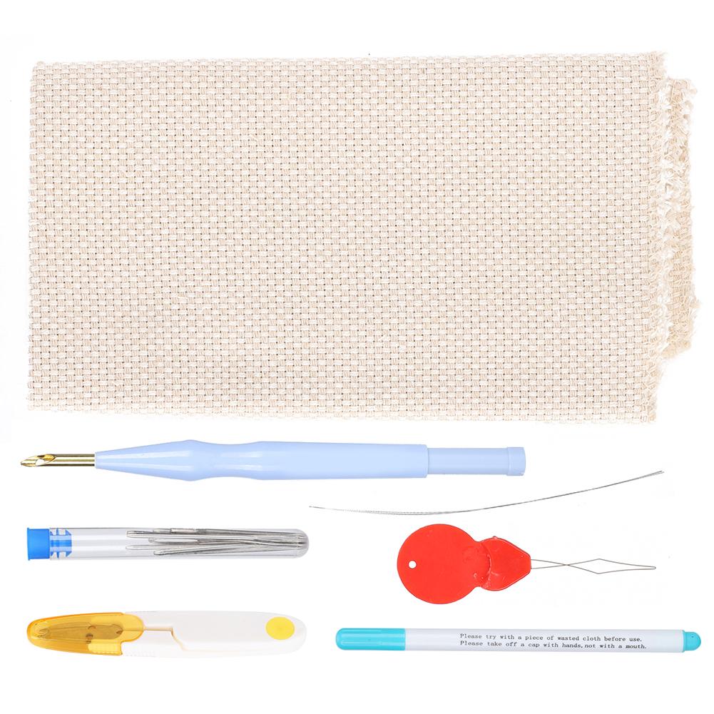Набор для вышивания Punch Needle DIY Толстая шерстяная пряжа с латунной иглой Набор инструментов с ножницами