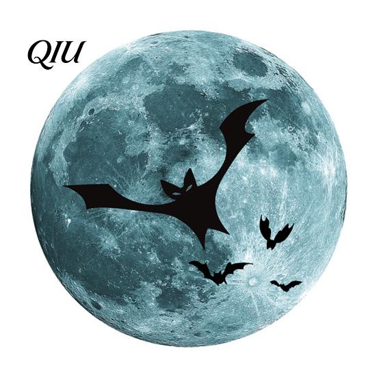 Easy Peel Wall Art Halloween Glow in The Dark Stickers, Moon Bat Tombstone Raven Waterproof Glass Clings Ghost Decals, Window for Holiday