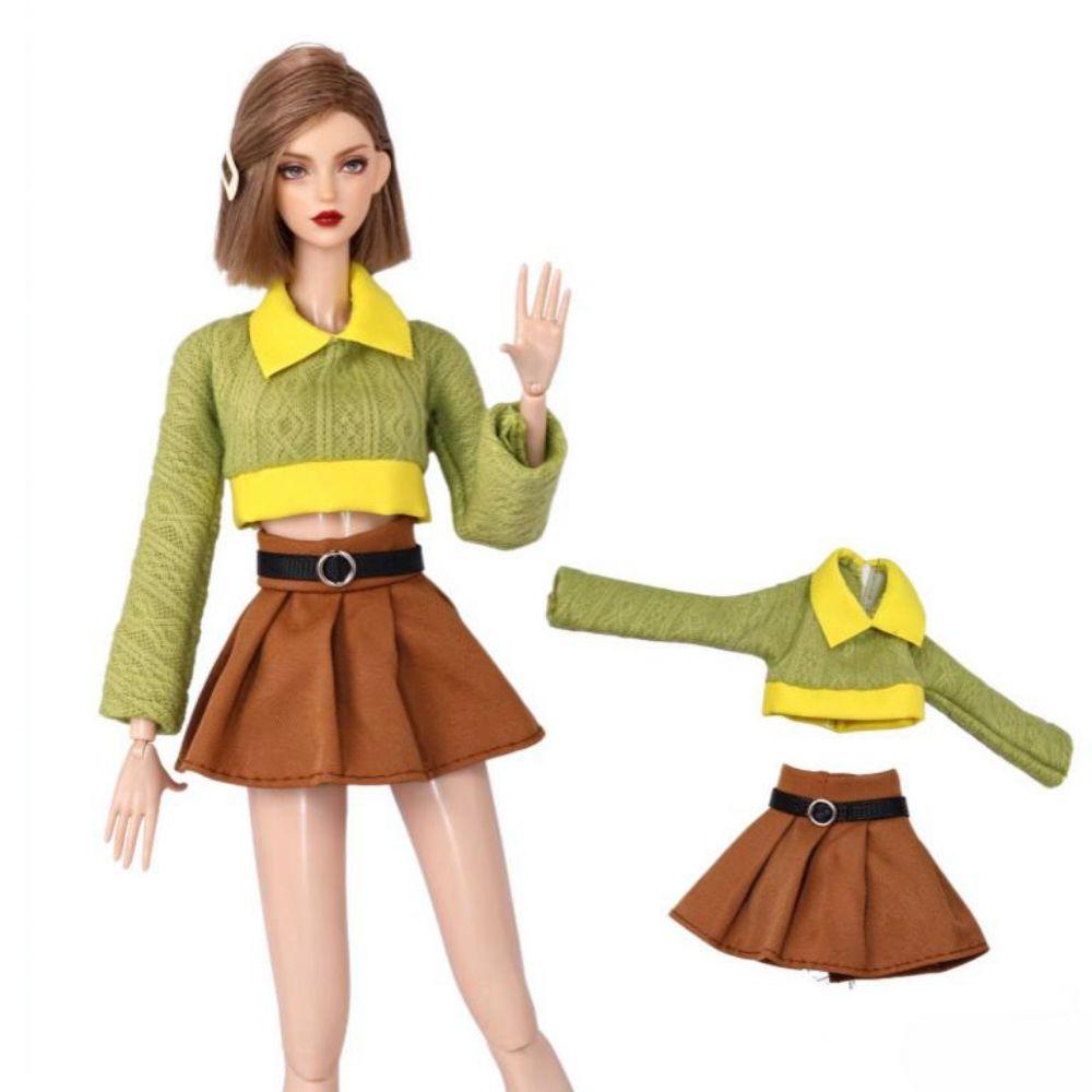 1SET Cute Short Skirt Outer Garment Pants Fashion Fur Coat Windbreaker Dresses  For 30CM Doll