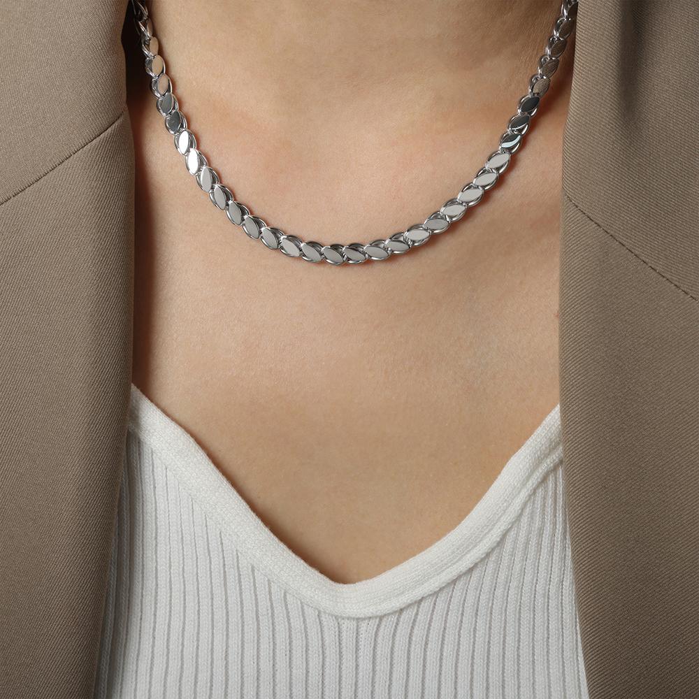 New Style Twist Link Necklace & Bracelet  Jewelry Set Titanium Steel Gold Color Chain For Women