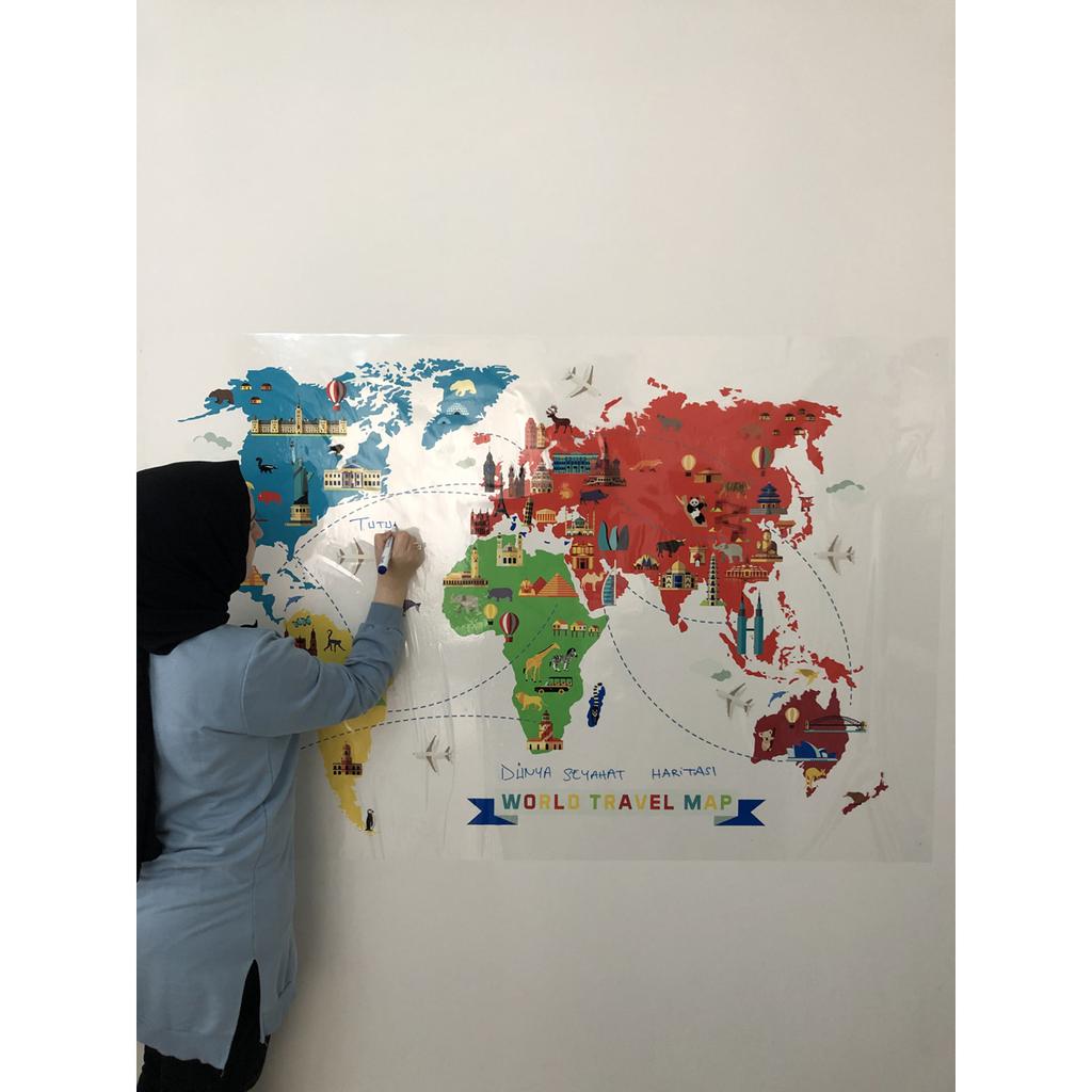 Карта путешествий по миру Карта путешествий по миру Blackboard Smart Paper Board 100x150 см + ручка