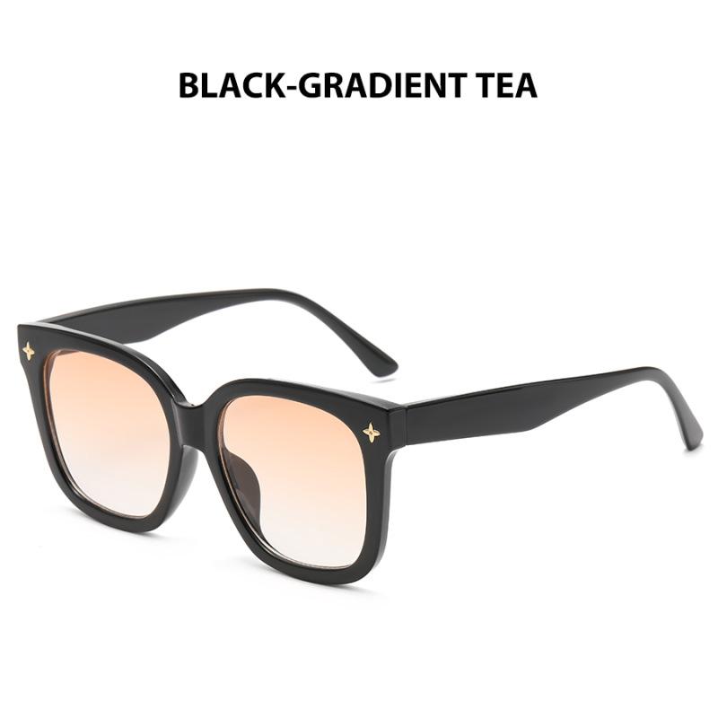 Korean Version of Trendy Black Frame Brown Sunglasses for Women, High-end Ins Internet Celebrity Style Sunglasses for Big Face and Slimming