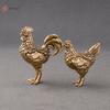 1/2PCS Miniatures Copper Rooster And Hen Ornaments Solid Brass Rooster Small Statue Office Desktop Ornaments Tea Pet Crafts