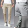 Весна-лето, ультратонкие мужские повседневные брюки, тонкие прямые брюки с эластичной резинкой на талии, спортивные брюки для бега, модные мужские брюки для гольфа