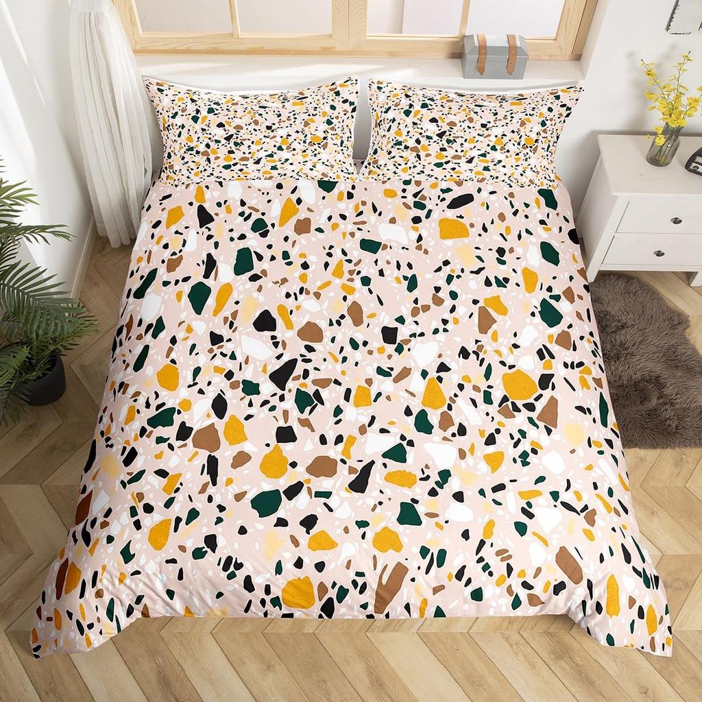 Colorful Modern Marbling Art Duvet Cover for Girls Women Girly Marble Bedding Set Rainbow Quilt Cover Watercolor Comforter Cover