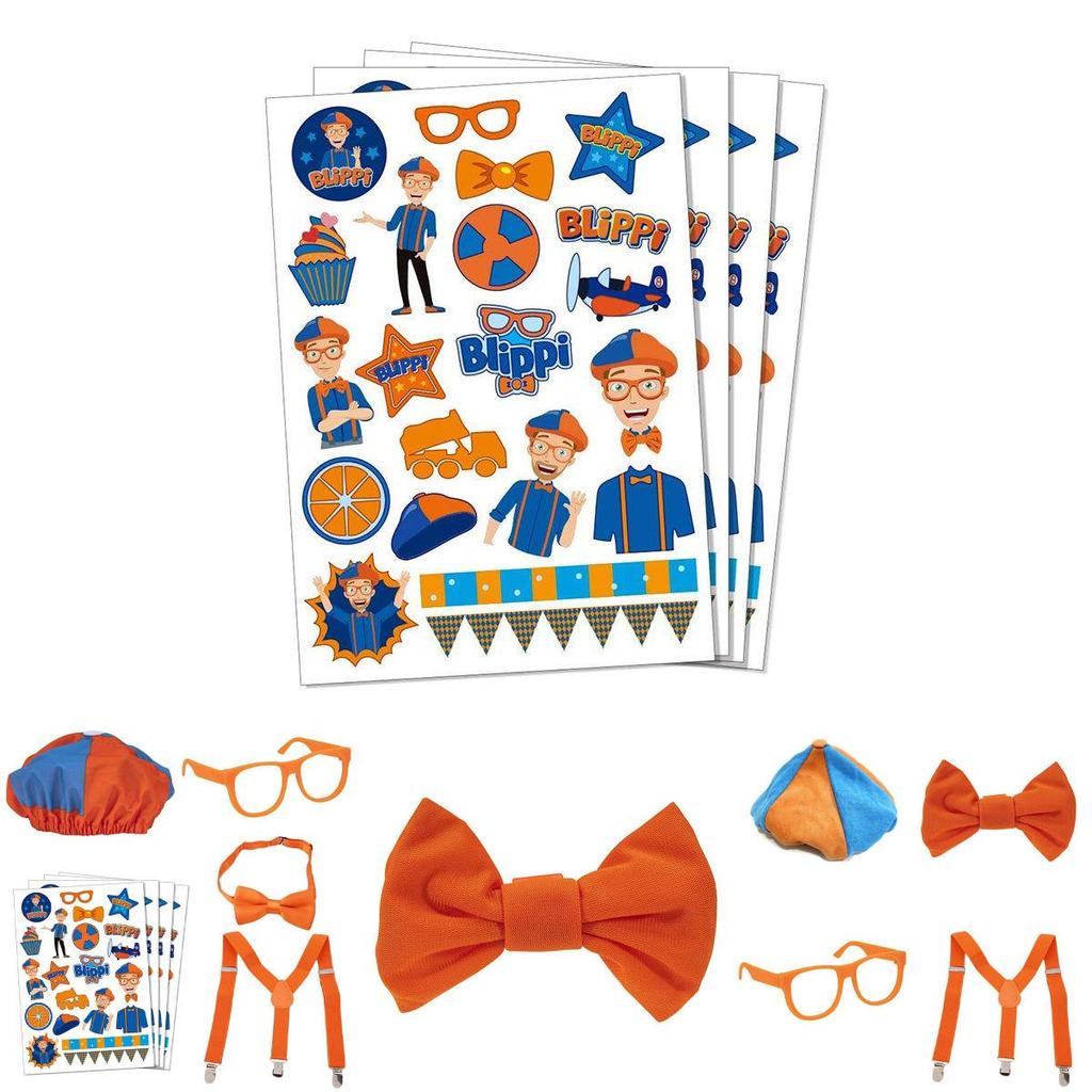 Костюм для переодевания «Будь как Блиппи» с регулируемыми ярко-оранжевыми подтяжками и шляпой