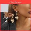 Trendy Heart Gold Pendant Earrings Vintage Geometric Heart Studs Fashion Street Style