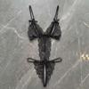 Deep V Neck Lace Bow Bodysuit Mesh Hollow Lace Sling Nightwear Women Lingerie  Gifts