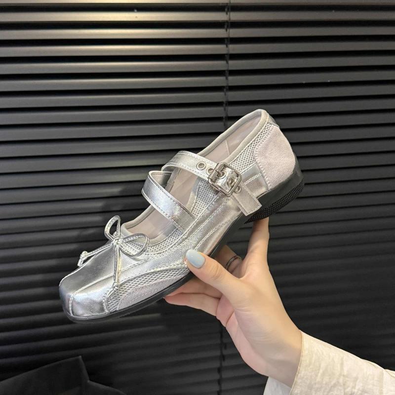 Модные Мэри Джейн Балетки Женские Спортивные Повседневные Туфли для Ходьбы с Бантом Удобная Обувь Женская Сетчатые Дышащие Кроссовки Летние Женские