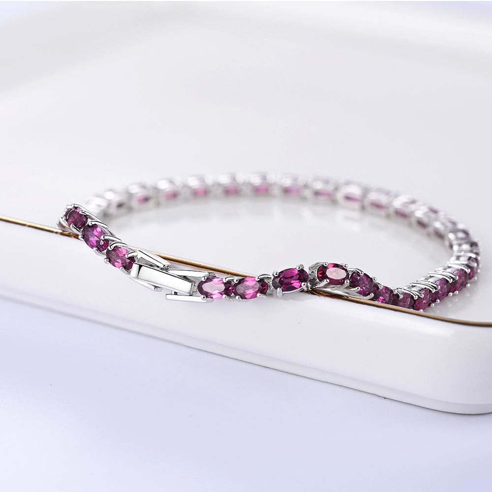 Элегантный теннисный серебряный браслет для женщин, натуральный родолитовый гранат, январский камень, роскошные ювелирные изделия, подарок на день рождения для вечеринки