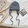 Wool blended monochrome knitted hat women's winter simple and versatile ear protection shows a small face, keeps warm, windproof and cold hat moisture