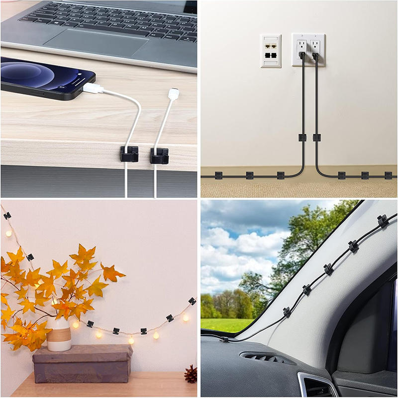 50Pcs Cable Clips Self Adhesive Cord Management Black Wire Holder Organizer Clamp Self-adhesive Car Wire Clip Accessories