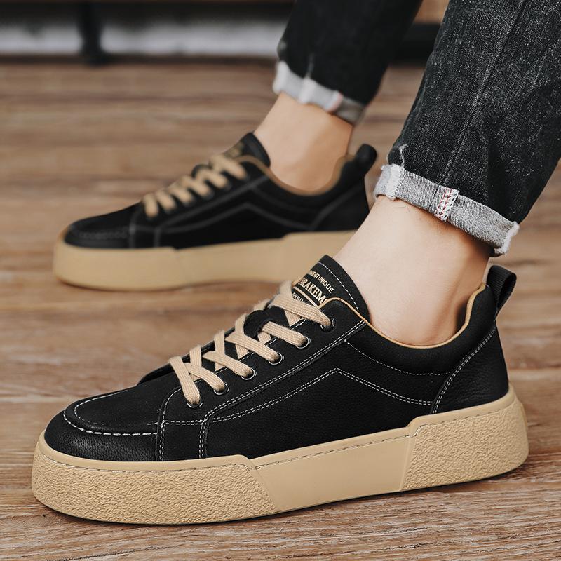 Four Seasons Student Japanese Harajuku Sports Casual Shoes Fashion Tooling Board Shoes Lace-up Leather Men Shoes