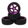 Mxfans 4 шт. Черные резиновые шины с рисунком рыбы и фиолетовые алюминиевые диски 5-спицевые для RC 1:10 Шоссейных Автомобилей