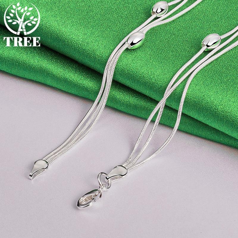 Noble 925 Sterling Silver Oval Bead Snake Chain Necklace For Men Fashion Charm Jewelry Women Birthday Party Gifts Accessories