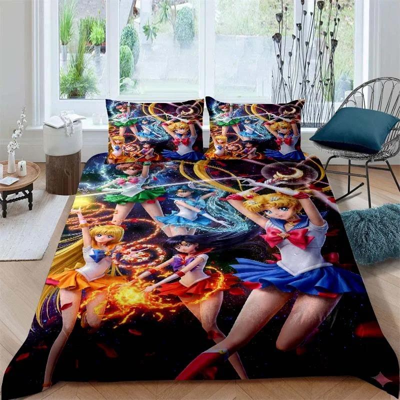 3D Print  New Sailor Moon Cartoon Bedding Set Boys Girls Twin Queen King Size Duvet Cover Pillowcase Bed boys Adult
