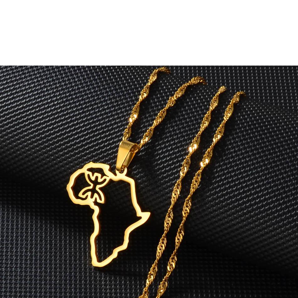 Anniyo Outline Africa Map Berbers Pendant Necklaces African Berber Jewelry for Women Men @250621