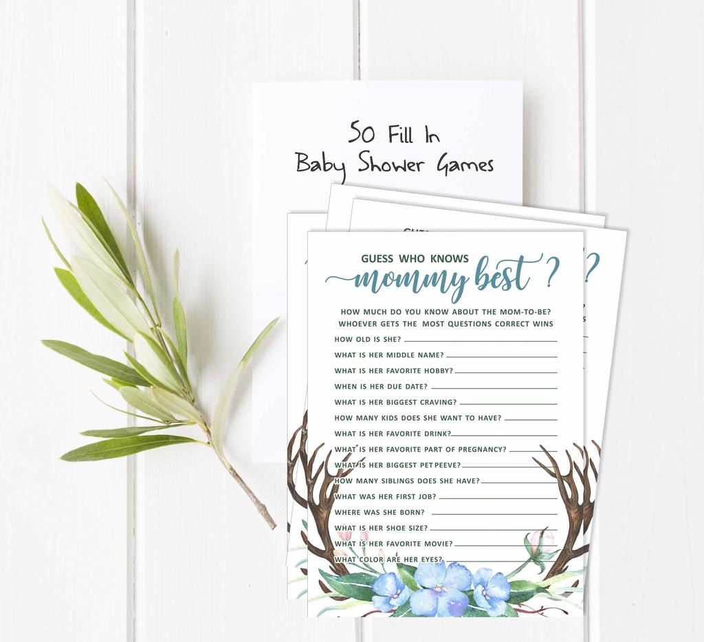 Inkdotpot 50 МалышАлфавитА Игра ABCAРога (мальчик) Baby Shower Game Гендерно-нейтральная вечеринка