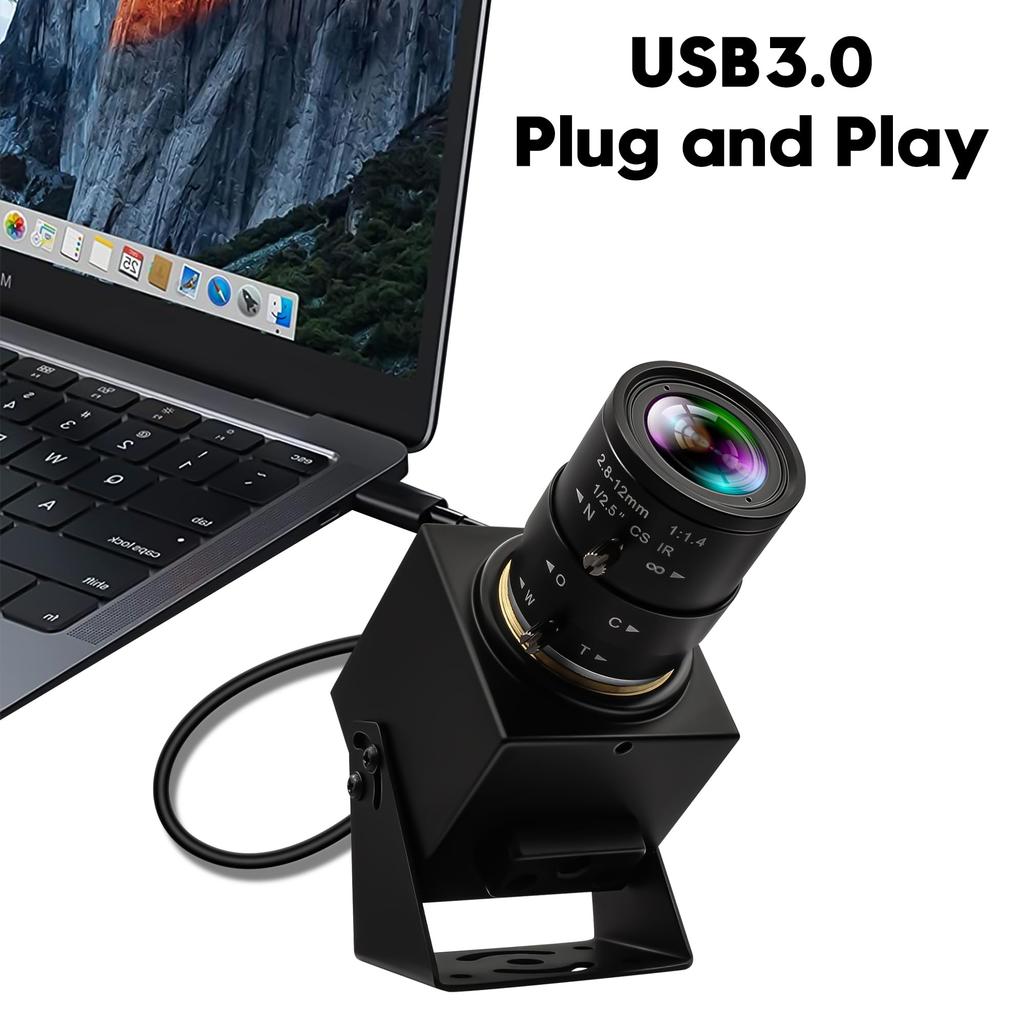 HDMI 60fps USB Camera ELP 4K Camera Simultaneous HDMI Output 4x Manual Zoom Lens USB Video Webcam for TV Projector Monitor Industrial Applications