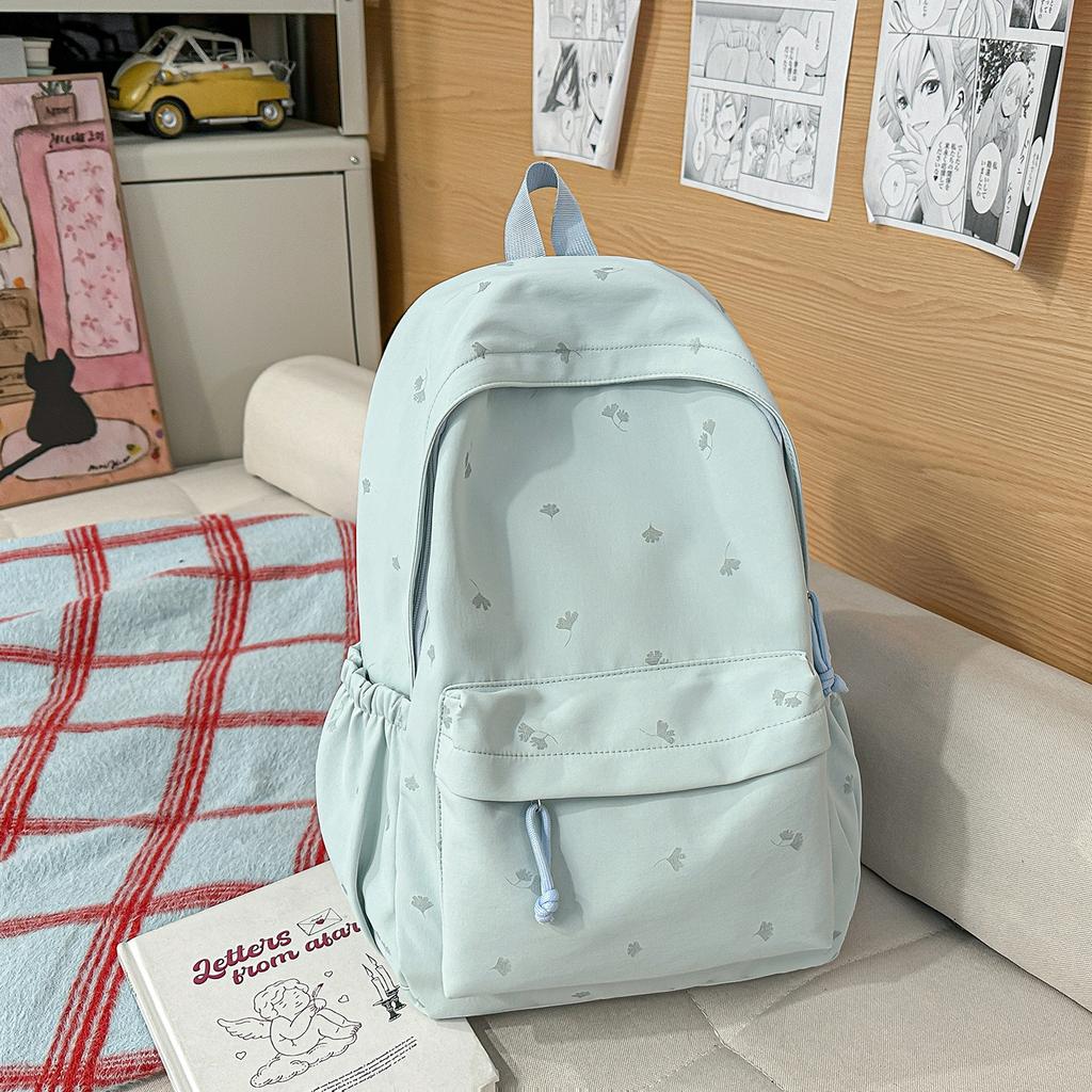 School Bag Girl College Student Small Fresh Junior High School Student High School Student Backpack Leaf Print Student Girl Backpack