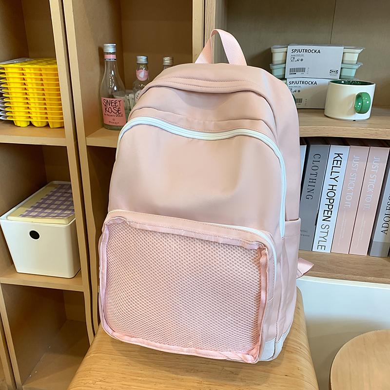 Middle School Student Backpack Solid Color Women's Large Capacity Schoolbag
