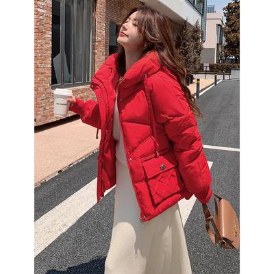 Женская одежда больших размеров осень и зима свободная повседневная куртка-тулинг с капюшоном короткая пуховая хлопковая куртка